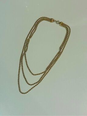 Authentic Vintage Birks 12K Gold Filled 3-Tier Multi-Strand Rope Chain Necklace